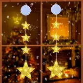 Dripio LED Fenstersterne Weihnachten, 4er Set, warmweiß, Batteriebetrieb mit Timer