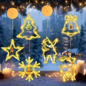 Dripio 6 LED Weihnachts-Saugnapflichter, Fensterdeko, warmweiß