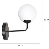 Emibig PREGOS - 1 leichte Wandleuchte schwarz mit Glasschirm