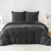 Sonstiges Bettwäsche Flanell 220x240cm Schwarz 2 Kissenbezüge 80x80cm Mikrofaser 280GSM
