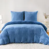 Sonstiges Bettwäsche-Set Flanell 200x200cm Marineblau 2 Kissenbezüge 80x80cm Mikrofaser-Flanell