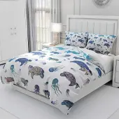Loussiesd Kinder Bettwäsche Set Schildkröte Muster 135x200 cm Microfaser 2-teilig