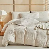 Sonstiges Bettwäsche-Set 200x200cm Beige Tufting Stickerei Herzen 1 Bettbezug 2 Kissenbezüge