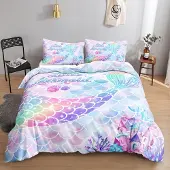 HOSIMA Bettwäsche-Set Meerjungfrauenschwanz 155x220 cm 2-teilig Mikrofaser mit Reißverschluss