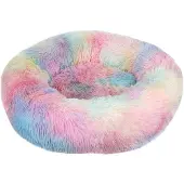 Sonstiges Hundebett Katzenbett Flauschig Rund Plüsch Donut Kissen 70cm Regenbogen