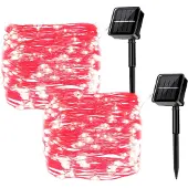 Dripio Solar-Lichterkette 22 m, 200 LEDs, 8 Modi, wasserdicht, Rot