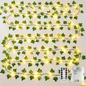Dripio Efeu-Lichterkette 10 m, 100 LED, batteriebetrieben, warmweiß