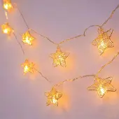 Dripio Goldene Stern-Feenlichter 1,5 m, 10 warmweiße LEDs, batteriebetrieben