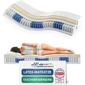 AM Qualitätsmatratzen | Latex-Taschenfederkernmatratze 80x200 cm - H3 - Germany