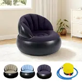 Dripio Opblaasbare bank met pomp, 77x77x58 cm, donkerblauw, indoor/outdoor