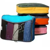 Merkloos Kofferorganizer Packing Cubes Reisetaschen Organizer - 4-teilig - Blau, Gelb, Orange, Rosa - Für Koffer und Rucksack