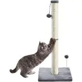 Dripio Kratzbaum für Katzen, 79 cm, Sisal-Stamm mit Hängeball, grau