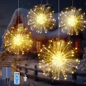 Dripio 4 Solar-Feuerwerkslampen, 480 LEDs, 8 Modi, wasserdicht, Fernbedienung