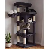 Dripio Kratzbaum, Rauchgrau, 2 Ebenen, 142 cm Höhe, für große Katzen