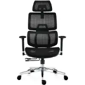 Selius Ergonomischer Bürostuhl, komplett schwarz – Verstellbare 3D-Armlehnen – Tragfähigkeit: 150 kg
