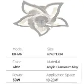 OEM Dimmbare LED-Deckenleuchte mit Ventilator, 60W Leistung, 5-Blatt-Design, WEISS, 85-265V