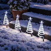 Dripio 4er-Pack Spiral-Baum-Lichter, 50 cm, 40 LEDs, Timer, Außenbereich, Weiß