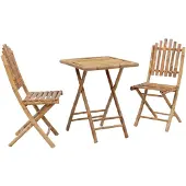 vidaXL Klappbares Garten-Esszimmer Set 3 stk. Natur Bambus