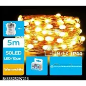 Dripio LED-Lichterkette 5 m warmweiß, Kupferdraht, 3 AA-Batterien