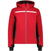 CMP Herren Skijacke aus Twill mit abnehmbarer Kapuze rot 54