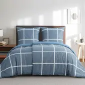 Trankielo – Bettwäsche-Set, 135 x 200 cm – 4-teilig – Mikrofaser – Denimblau – Atmungsaktiv und bügelfrei