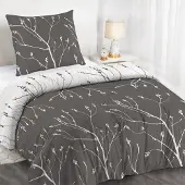 Trankielo - Bettbezug 135x200 cm mit Kissenbezug 80x80 cm – Mikrofaser, grau, abstraktes Muster,