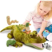 Merkloos Plüschkrokodil mit Spielzeug im Inneren - 65 cm