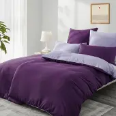 Trankielo – Bettwäsche-Set, 135x200 cm – Mikrofaser – 4-teilig – Lila/Lavendel – Atmungsaktiv und maschinenwaschbar