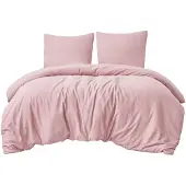 Trankielo – Bettwäsche-Set, 200 x 220 cm – 3-teilig – Mikrofaser – Rosa – Inklusive Kissenbezüge