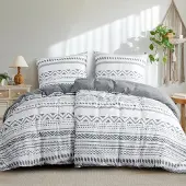Trankielo – Bettwäsche-Set, 135 x 200 cm – 4-teilig mit Kissenbezügen – Mikrofaser, Boho-Grau, bügelfrei
