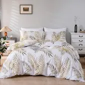 Merkloos Damier Bettwäsche Set 135 x 200 cm mit Blattmuster