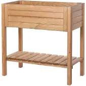 Patkar Hochbeet Kiefernholz 79x39x79 cm Holz Pflanzkasten Blumenbeet mit Ablage