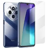 Avizar , Silikonhülle für Xiaomi Redmi 14C mit 9H kratzfestem Panzerglas, Transparent