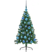 vidaXL Künstlicher vorbeleuchteter Weihnachtsbaum Grün 120 cm PVC
