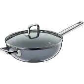 WMF Fusiontec Mineral Wok mit Glasdeckel, 28 cm, Platinum 3201113916 4000530750693