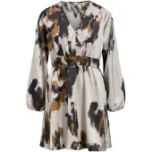 Object Elastic Waist Gesmoktes Kleid Grau 38