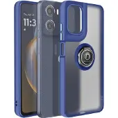 Avizar , Hülle Motorola Moto E15 Magnetring drehbar mattiert, Blau