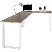OEM Eckschreibtisch 165x120 cm, Walnuss/Weiß, Stahlgestell