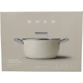 Smeg 24 cm matter, cremefarbener stieltopf + deckel CSF2412CRM