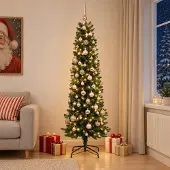 Syfax Künstlicher schmaler Weihnachtsbaum mit Weihnachtskugel 210 cm