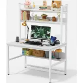 Dripio Bureau mit Ablage 100x50x165 cm weiß, 2-in-1 Computertisch