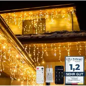 Dripio LED-Eisregen-Lichtschnur 5 m, 220 LEDs, warmweiß, IP44, App+Fernbedienung