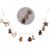 Levandeo LED Lichterkette Lebkuchen Figuren 160cm mit Timer Weihnachten Weihnachtsdeko Beleuchtung Warmweiß Lichtdeko