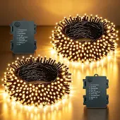 Dripio LED-Lichterkette 10 m, 100 LEDs, warmweiß, 2 Stück, batteriebetrieben