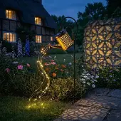 OEM Solar-Gießkanne mit Wasserfall, Kupfermünzen-Design, warmweiß, IP65