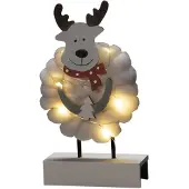 Dripio LED Holz-Silhouette Elch, weiß, 6 warmweiße LEDs, Timer
