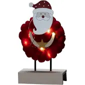 Dripio LED Holz-Silhouette Santa, rot, 6 warmweiße LEDs, Timer, Batterie