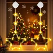 Dripio 2er-Set LED-Weihnachtssterne, warmweiß, mit Timer, batteriebetrieben
