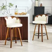Ninkear Barhocker 2er-Set, Geflecht, Massivholz, handgewebtes Seil (White)