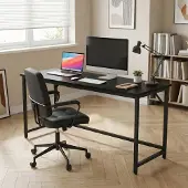 Vasagle Tisch für Homeoffice, stabiler Computertisch, leichter Aufbau, Ebenholzschwarz und Tintenschwarz